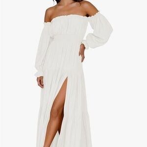Chic Strapless White Maxi Dress